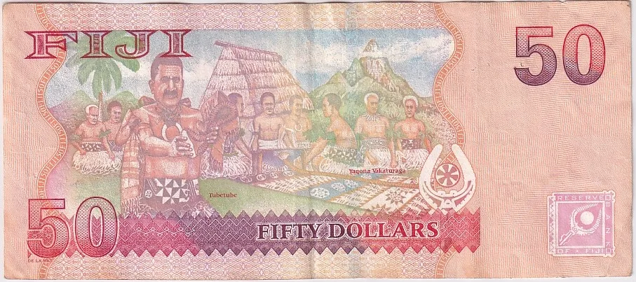 Fiji 50 Dollar Queen Elizabeth II 2007 Year Banknote Rare #1