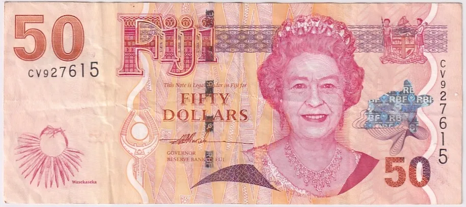 Fiji 50 Dollar Queen Elizabeth II 2007 Year Banknote Rare #2