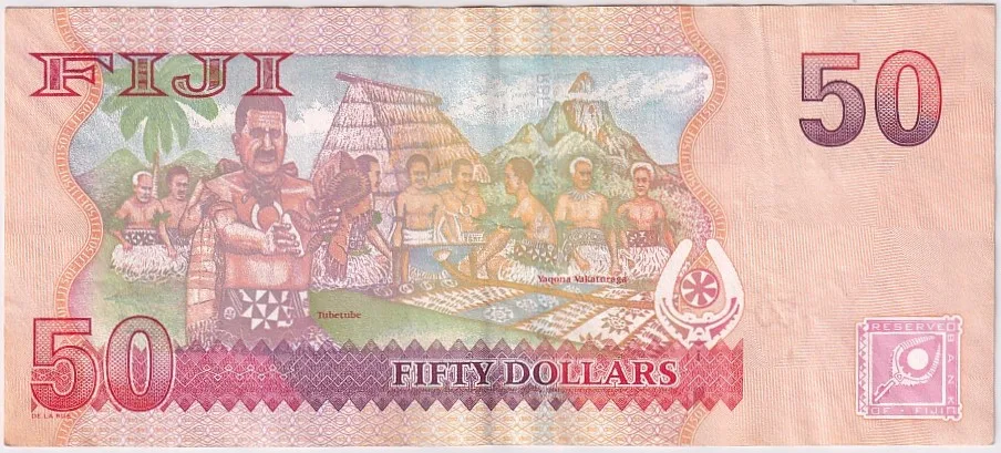 Fiji 50 Dollar Queen Elizabeth II 2007 Year Banknote Rare #3