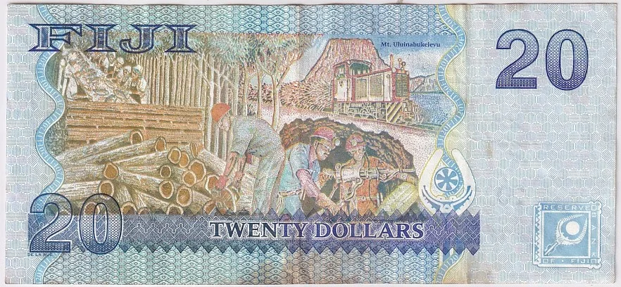 Fiji 20 Dollar Queen Elizabeth II 2007 Year Banknote Rare #2