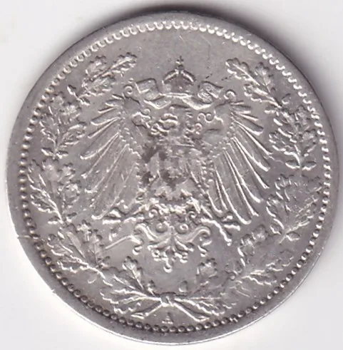 1/2 Mark Germany 1919 Eagle Silver A Mark Silver Rare Coin