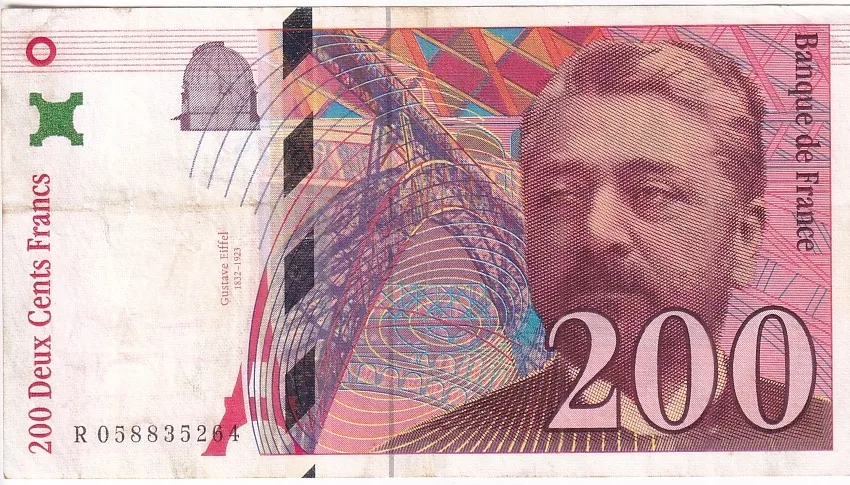 France 200 Francs 1997 Eiffel Tower Very Fine Condition Note