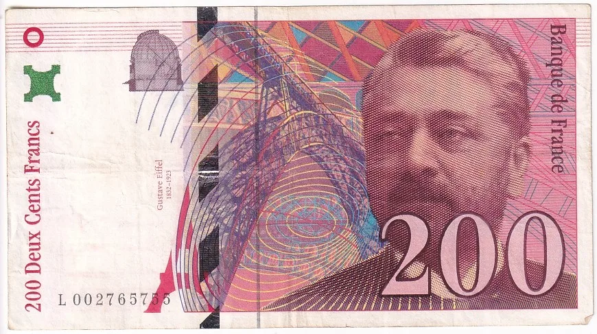 France 200 Francs 1995 Eiffel Tower Very Fine Condition Note