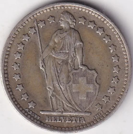 1 Franc Helvetia standing 1946 Silver Switzerland Coin