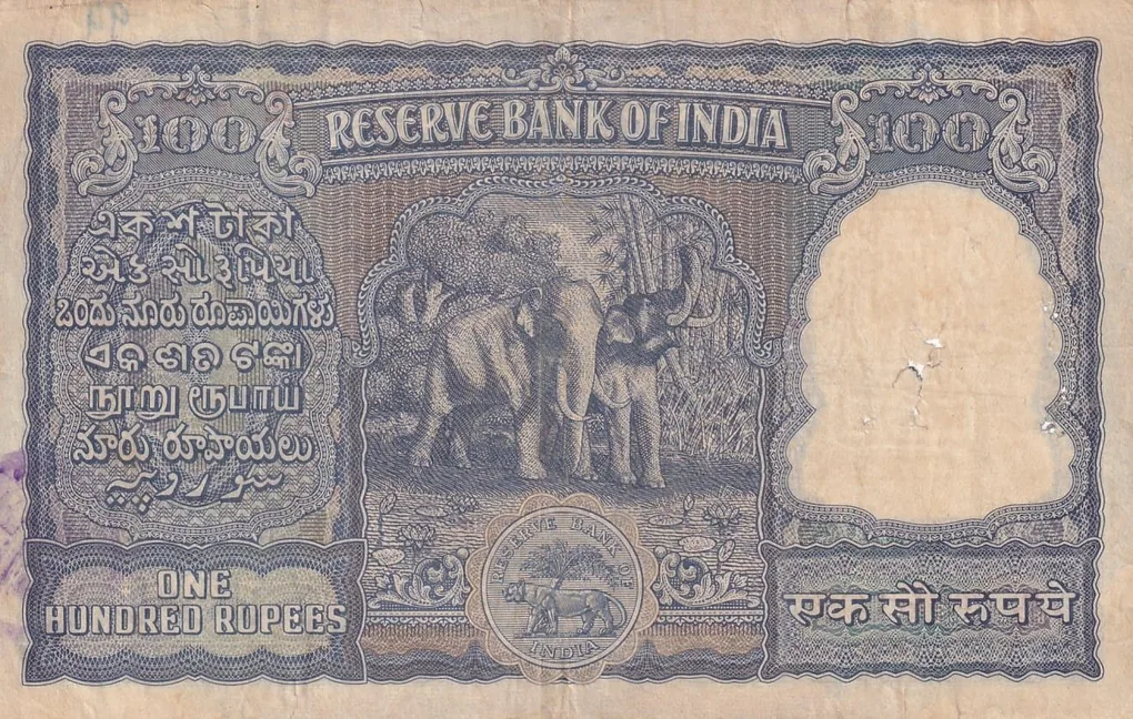India 100 Rupees B Rama Rau 1953 Big Size Genuine Rare Old Note