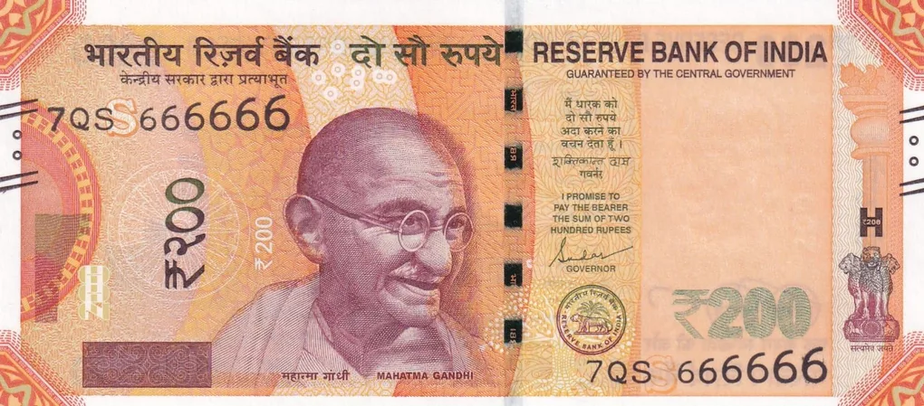 666666 FANCY NUMBER 200 RUPEES GOVERNOR SANJAY MALHOTRA GEM UNC NOTE