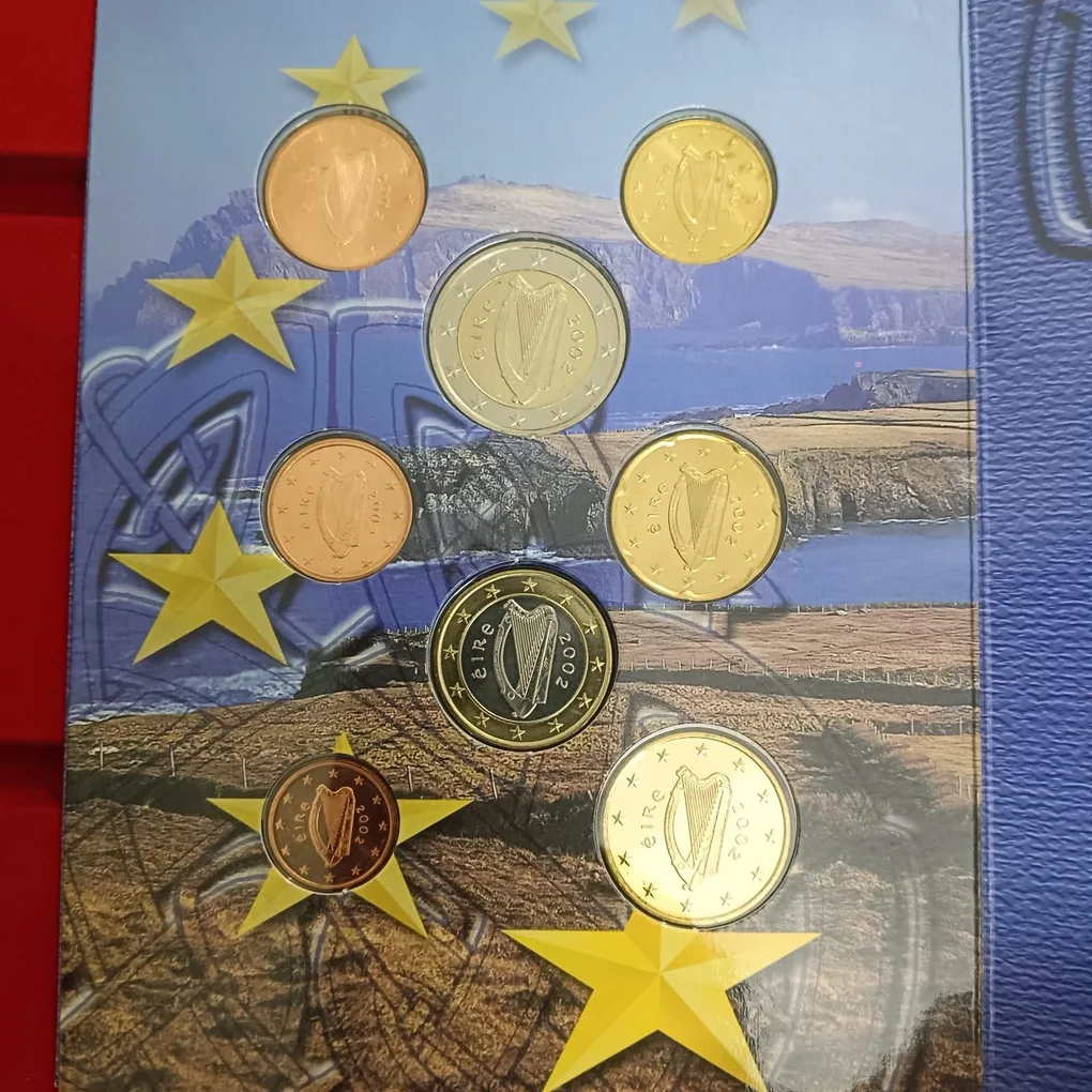 Rare Central Bank of Ireland Euro Coin Set 2002 Year