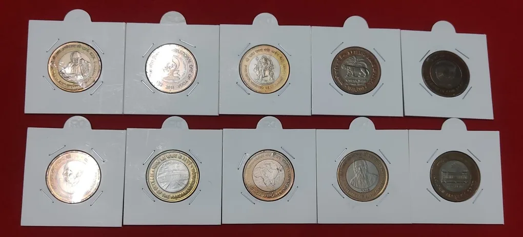 10 RUPEES COIN SET DIFFERENT VARIETY UNC CONDITION ( 10 PC )
