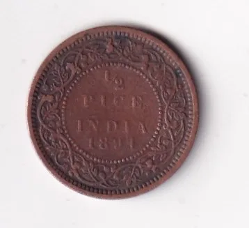 1894 British- India 1/2 Pice (Victoria) Calcutta Mint Rare Coin#C-255