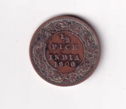 1900 British- India 1/2 Pice (Victoria) Calcutta Mint Rare Coin#C-248