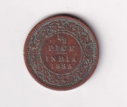 ( 1885 ) Rare Date British - India ½ Pice - Victoria Rare Coin #C-287