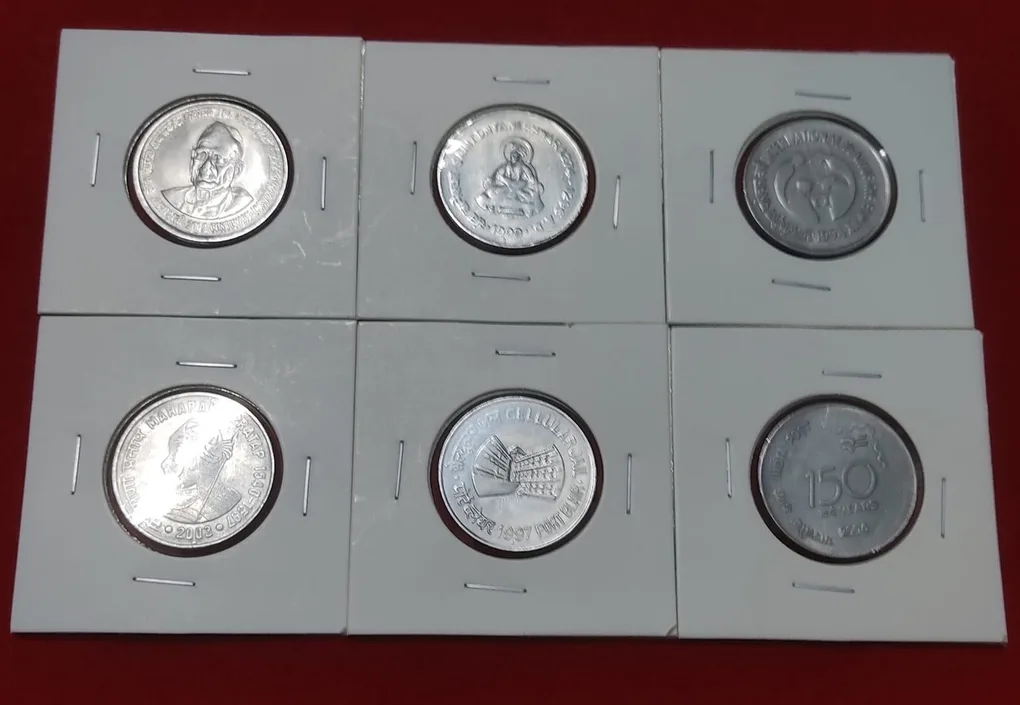 1 RUPEE 6 COINS SET DIFFERENT COMMERATIVE COINS