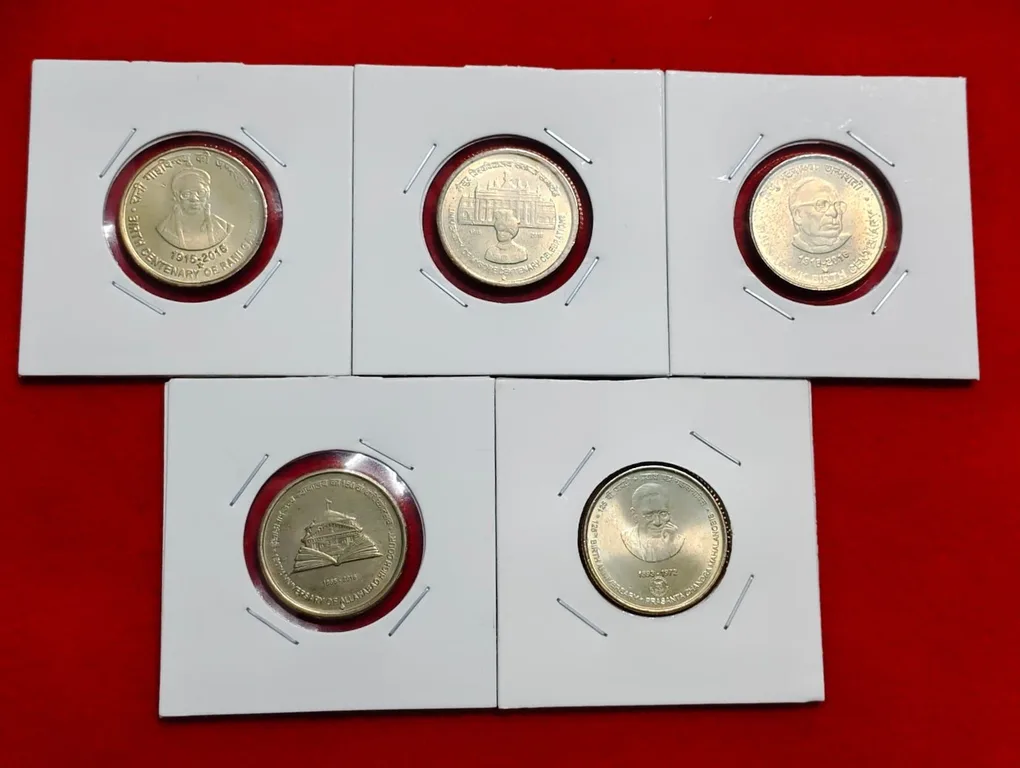 5 RUPEE 5 DIFFERENT COMMERATIVE COINS UNC CONDITION COINS