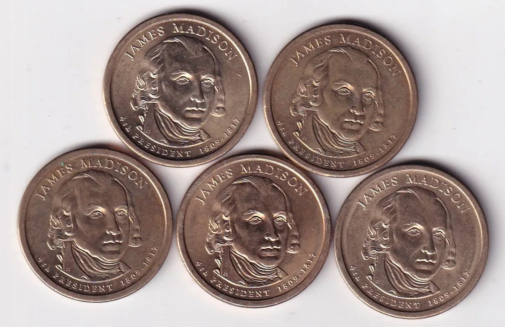 United States 1 Dollar 2007 James Madison Commemorative issue Rare Coin { Buyer will receive randomly 1 coin} #C-353