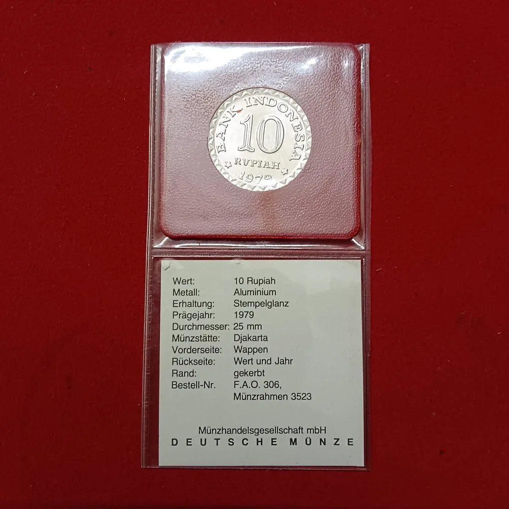 1979 Indonesia 10 Rupiah commemorative coin from the Food and Agriculture Organization (FAO) Gem Bunc Condition Coin