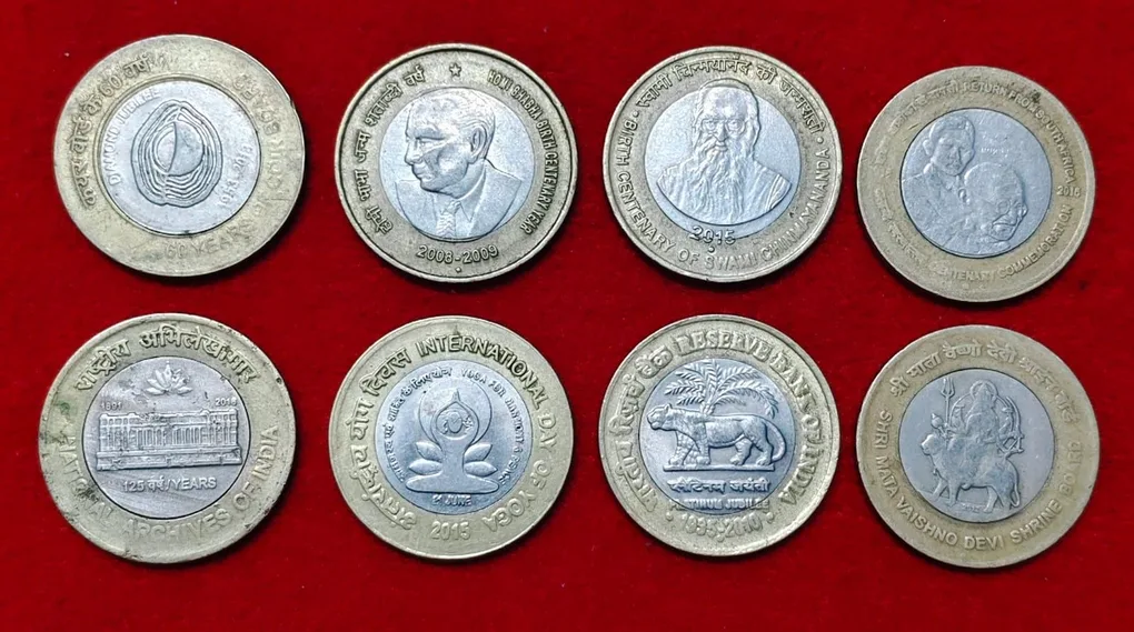 10 RUPEE 8 DIFFERENT COMMERATIVE COINS