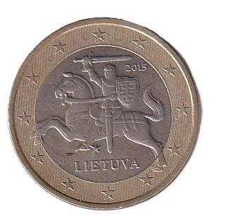 Lithuania 1 Euro 2015 Rare Bimetallic Coin#C-383