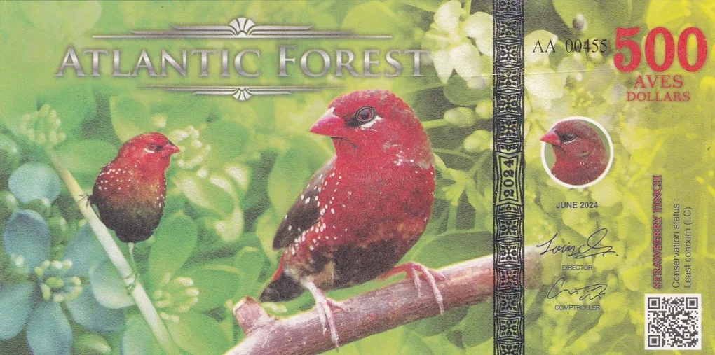 Brazil 500 Aves Dollars - Atlantic Forest Fantasy Polymer Note