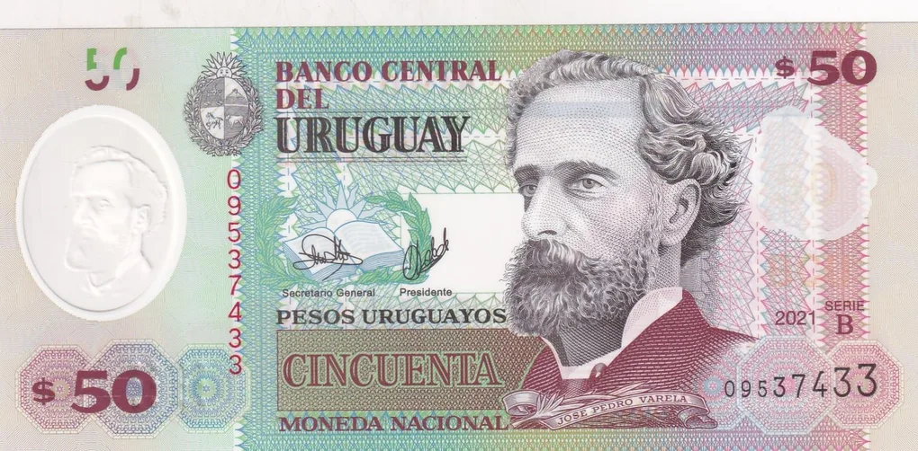 Uruguay 50 Pesos Uruguayos Rare Unc Polymer Note #B2