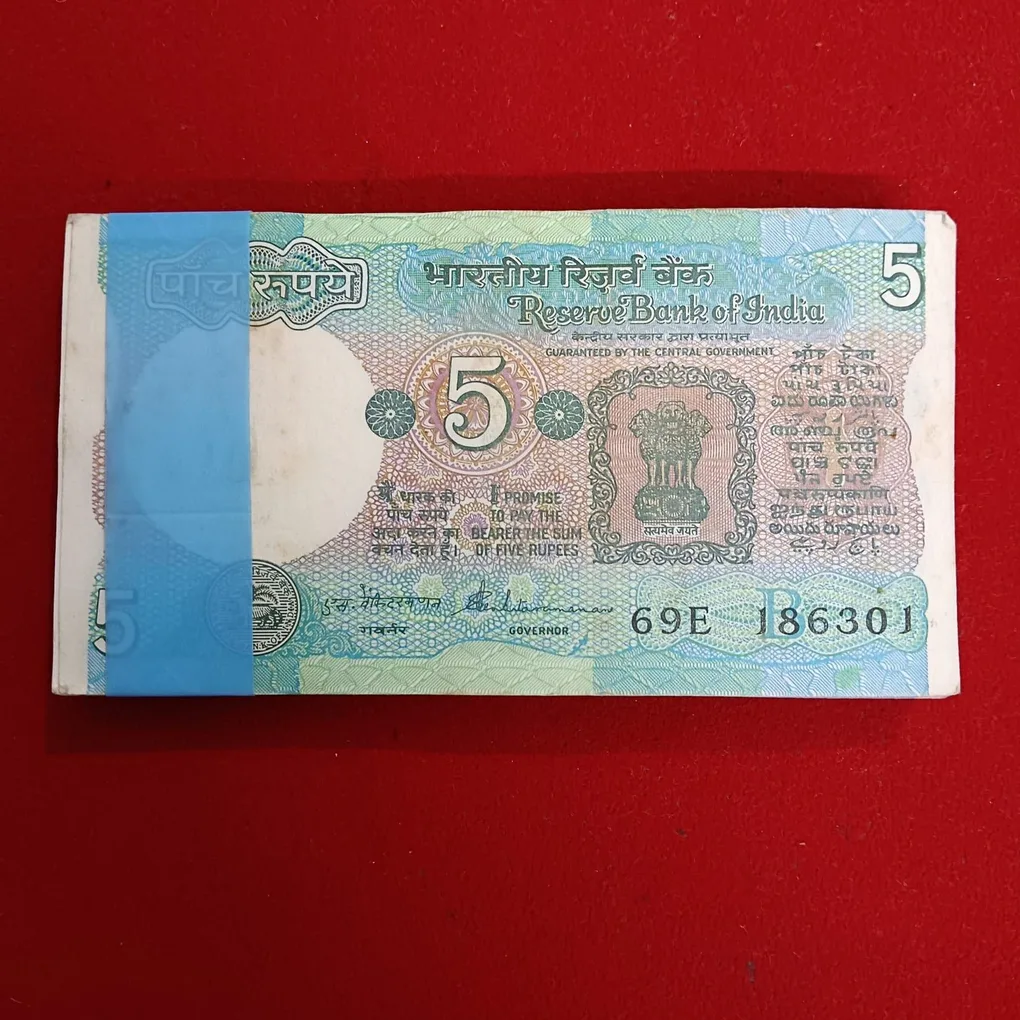 Five Rs Rare tractor Full Serial Bundle Governor S.Venketraman Unc Condition Reserve Bank of India 186301