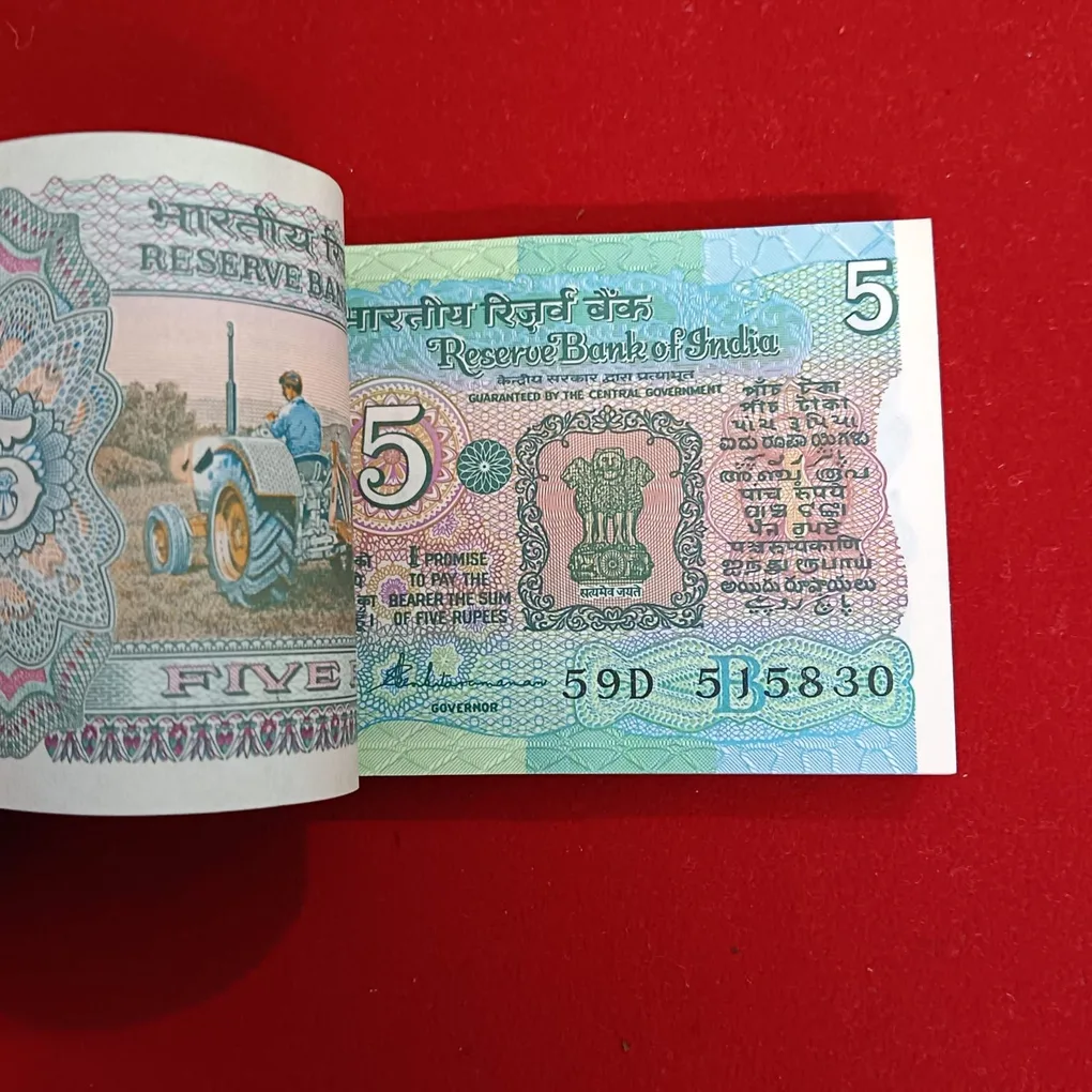 Five Rs Rare tractor Full Serial Bundle Governor S.Venketraman Unc Condition Reserve Bank of India 515801