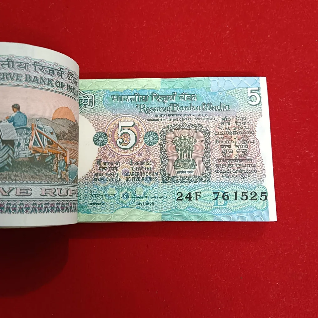 Five Rs Rare Tractor Full Serial Bundle Governor S.Venketraman Gem Unc Condition Reserve Bank of India 761501