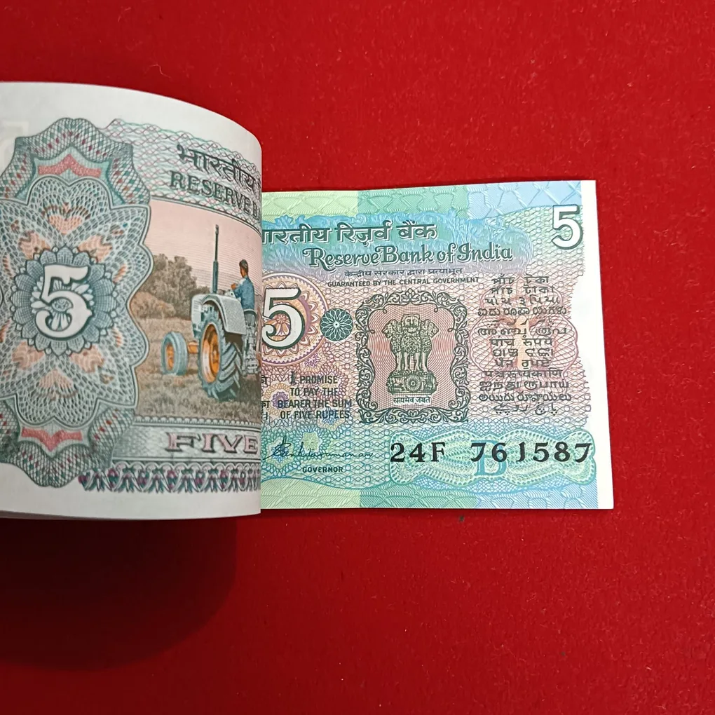 Five Rs Rare Tractor Full Serial Bundle Governor S.Venketraman Gem Unc Condition Reserve Bank of India 761501