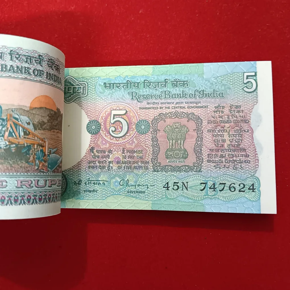 Five Rs Rare Tractor Full Serial Bundle Governor C Rangarajan Unc Condition Reserve Bank of India 747601
