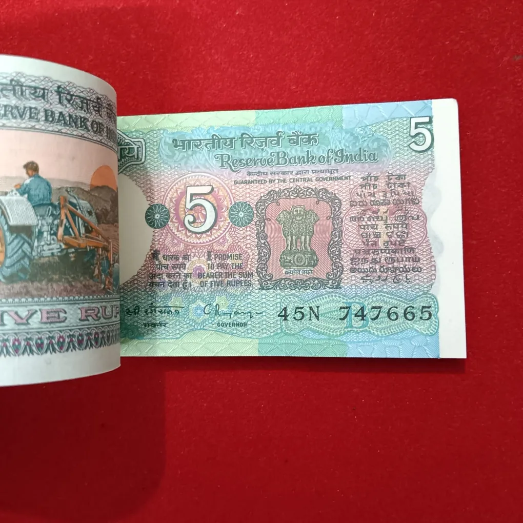 Five Rs Rare Tractor Full Serial Bundle Governor C Rangarajan Unc Condition Reserve Bank of India 747601