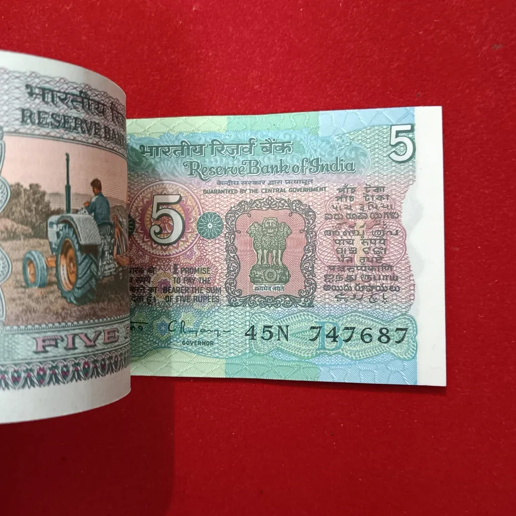 Five Rs Rare Tractor Full Serial Bundle Governor C Rangarajan Unc Condition Reserve Bank of India 747601