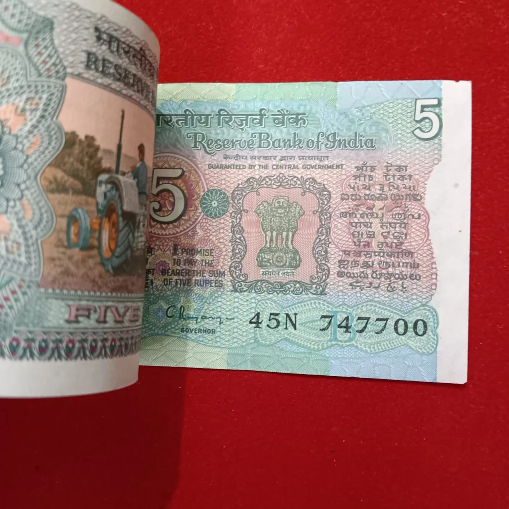 Five Rs Rare Tractor Full Serial Bundle Governor C Rangarajan Unc Condition Reserve Bank of India 747601