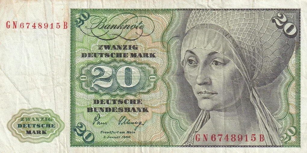 Germany 20 Deutsche 1980 Mark Rare Note #B2