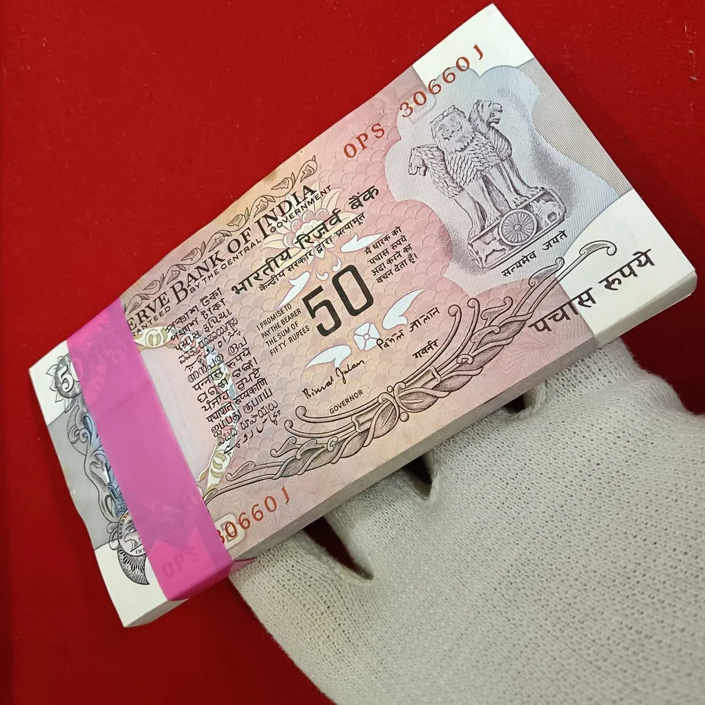 Extremely Rare 50 Rupees Old Parliament Issue Full Bundle Governor Bimal Jalan Gem Unc Condition Reserve Bank of India 306601