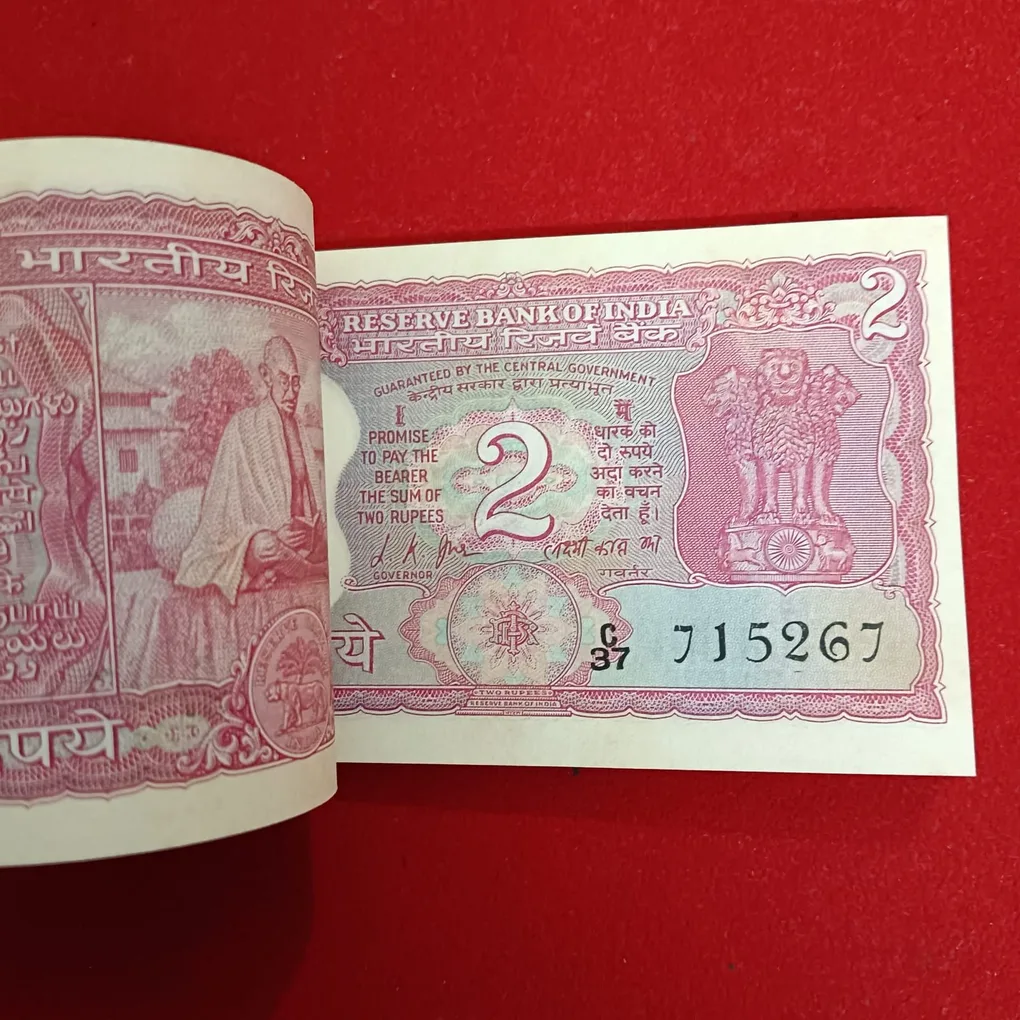 Extremely Rare Two Rs Back Side Mahatma Gandhi Ji Full Serial Bundle Governor LK Jha Reserve Bank of India 715201