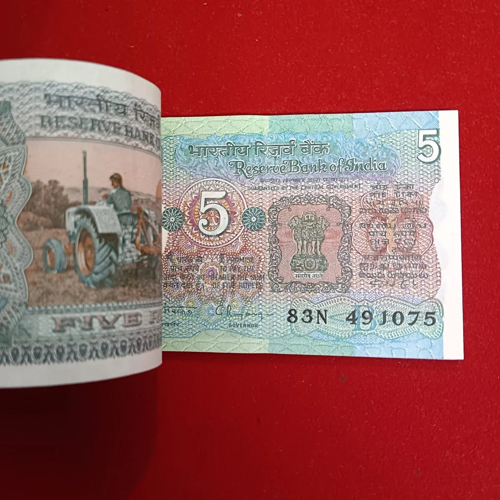 Five Rs Rare Tractor Full Serial Bundle Governor C Rangarajan Unc Condition Reserve Bank of India 491001