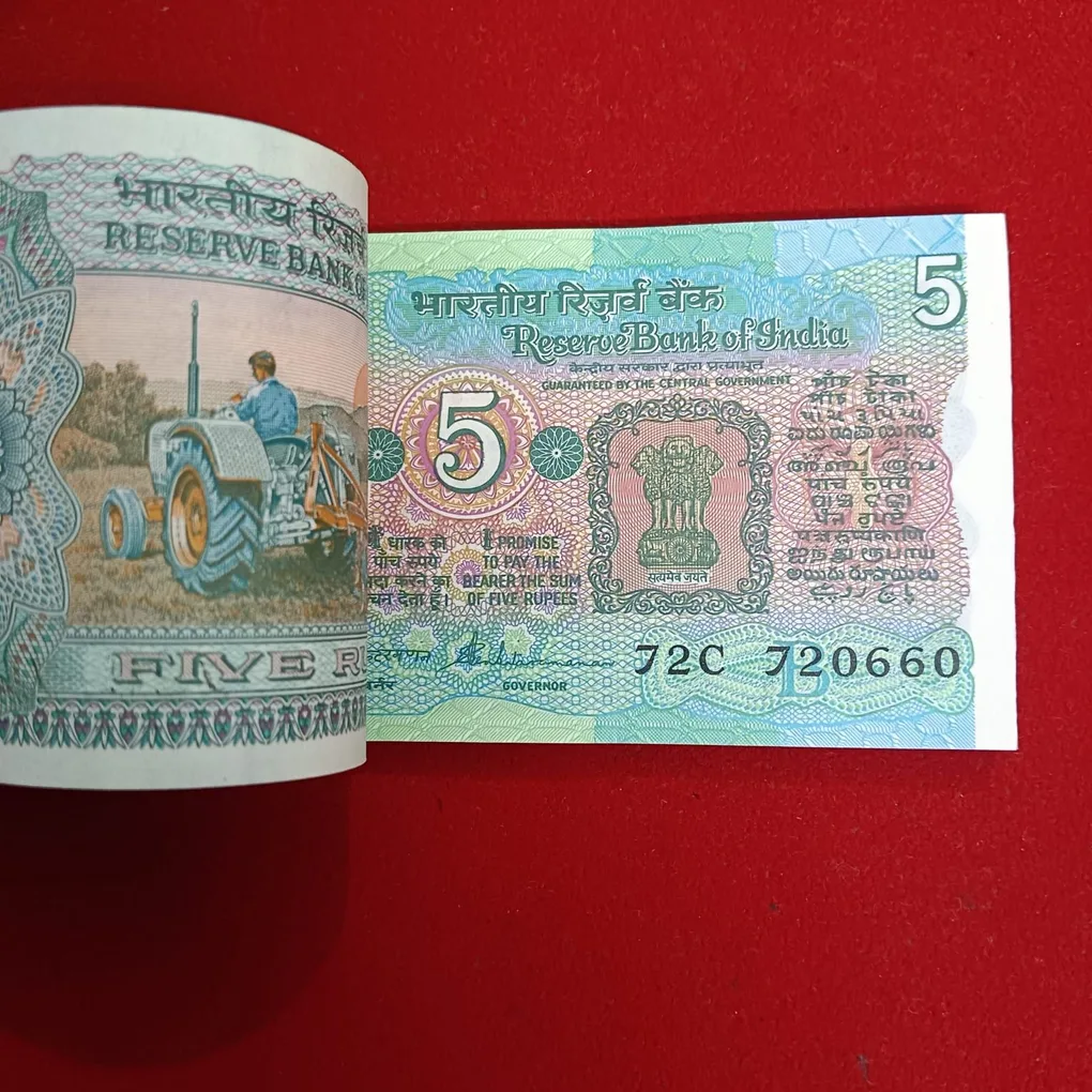 Five Rs Rare Tractor Full Serial Bundle Governor S.Venketraman Unc Condition Reserve Bank of India 720601