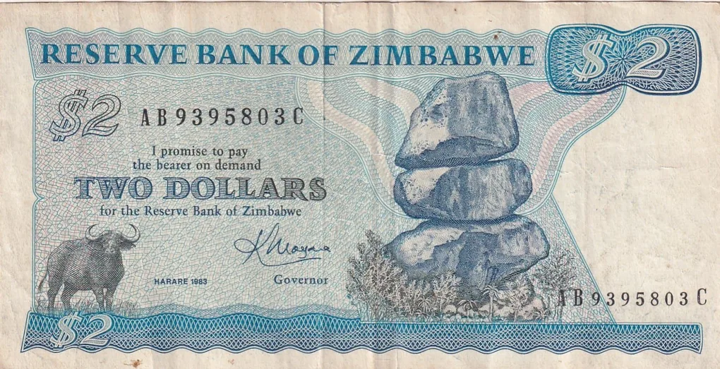 Zimbabwe 2 Dollars Rare Note #B2