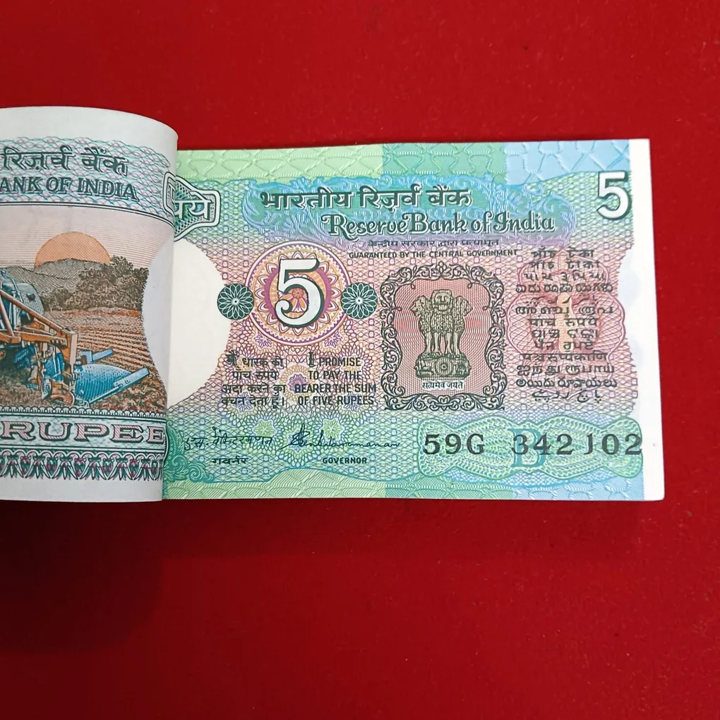 Five Rs Rare Tractor Full Serial Bundle Governor S.Venketraman Unc Condition Reserve Bank of India 342101
