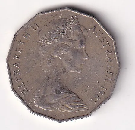 Australia 50 Cents -(Elizabeth II; Dodecagonal) 1981 Rare Coin#J-46