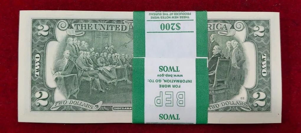 AMERICA 2 DOLLARS RARE GEM UNC SERIAL PACKET WITH FANCY NUMBER ENDING 786