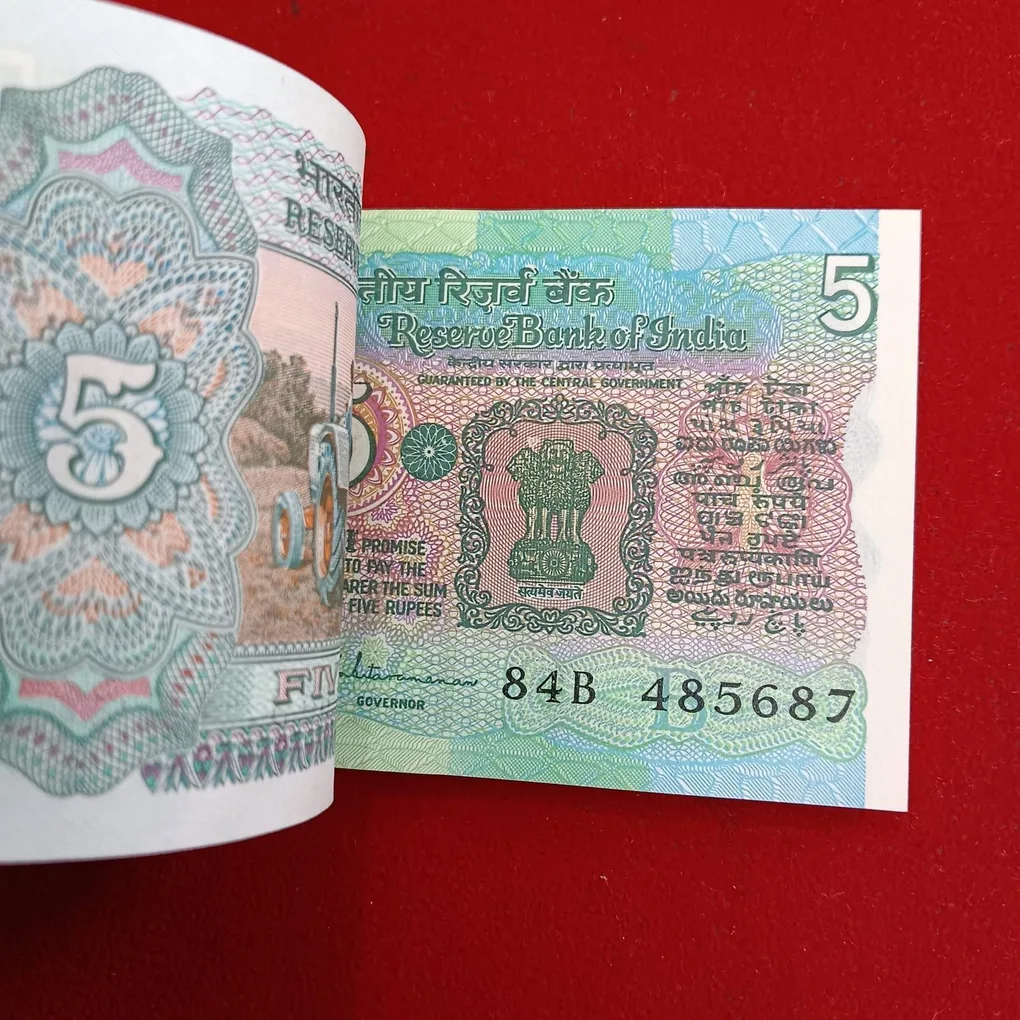 Five Rs Rare Tractor Full Serial Bundle Governor S.Venketraman Unc Condition Reserve Bank of India 485601