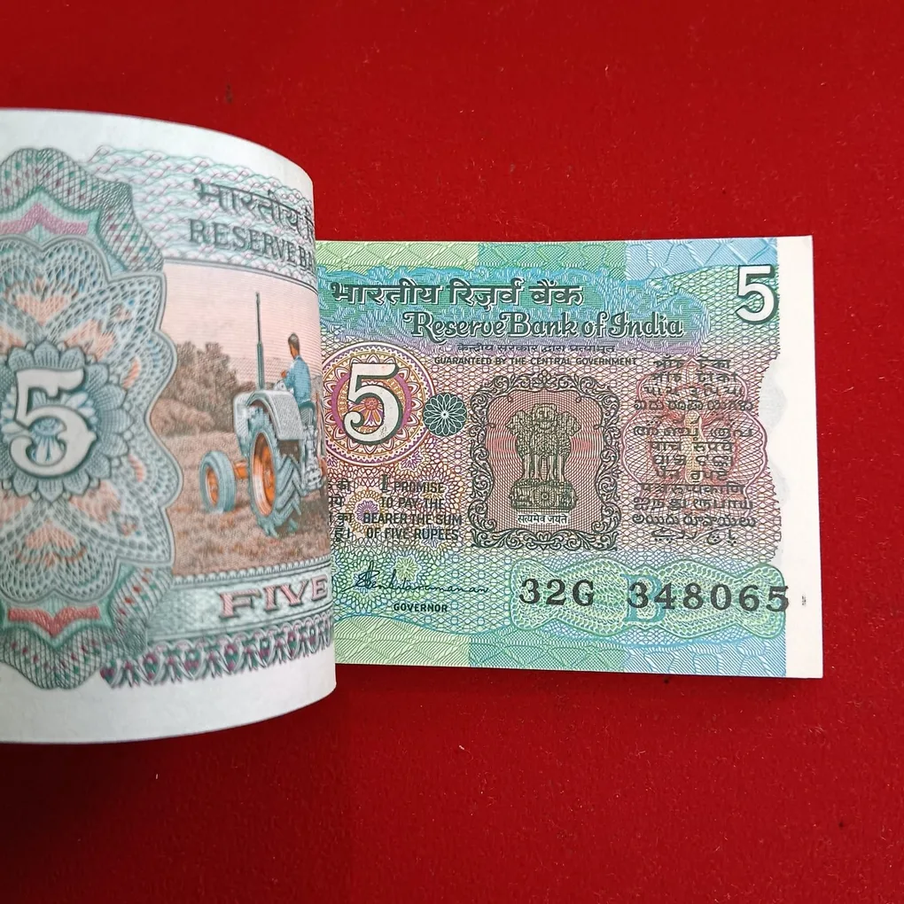 Five Rs Rare Tractor Full Serial Bundle Governor S.Venketraman Unc Condition Reserve Bank of India 348001