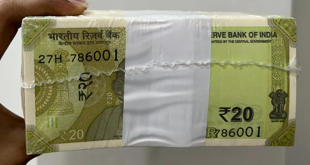 786001 ( Full Fancy Number pack rim + 786786 ) 20 Rupees 2026 RBI Governor Sanjay Malhotra Sealed 1000 note pack RIM