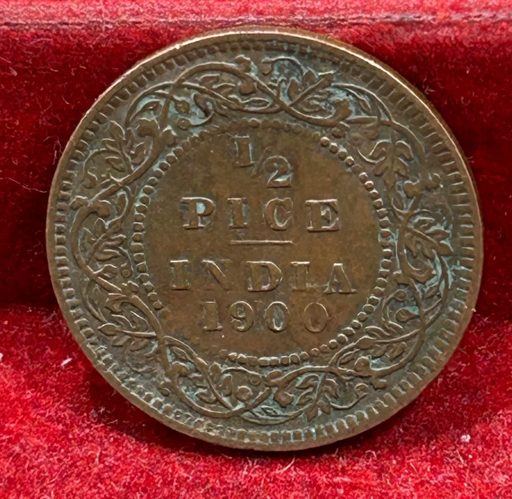 1900 British- India 1/2 Pice (Victoria) Calcutta Mint Rare Coin#C-177