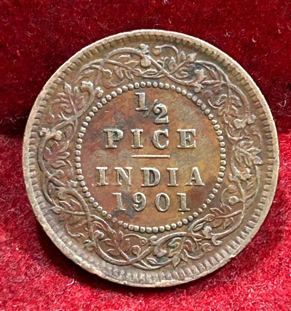 1901 British- India 1/2 Pice (Victoria) Calcutta Mint Rare Coin#C-178
