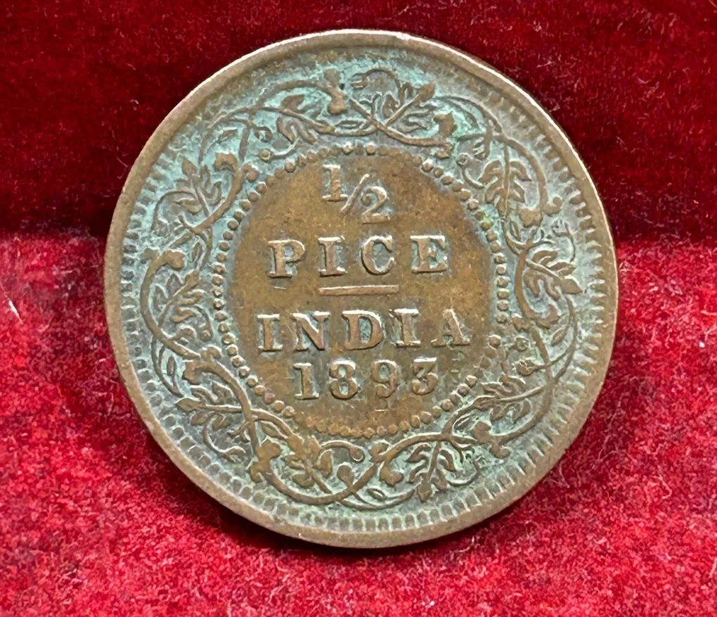 1893 British- India 1/2 Pice (Victoria) Calcutta Mint Rare Coin#C-184