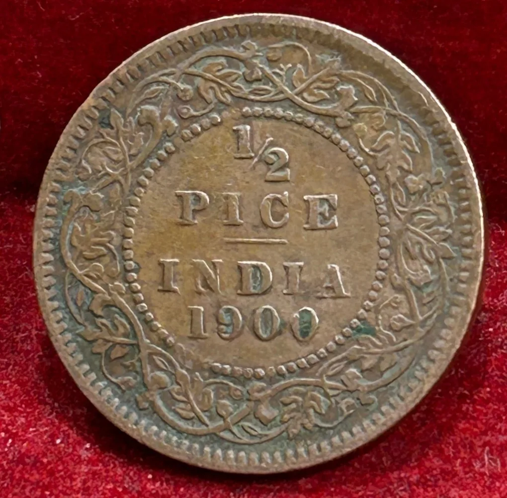 1900 British- India 1/2 Pice (Victoria) Calcutta Mint Rare Coin#C-189