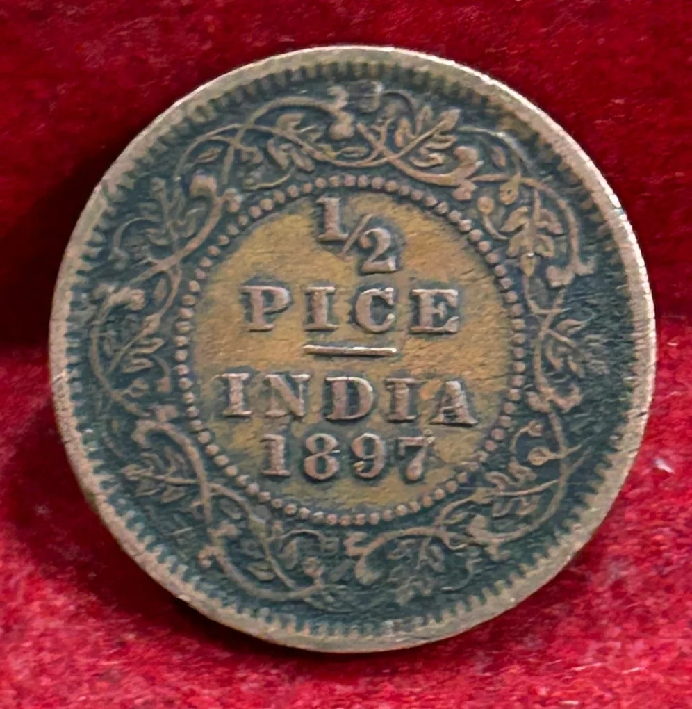 1897 British- India 1/2 Pice (Victoria) Calcutta Mint Rare Coin#C-193
