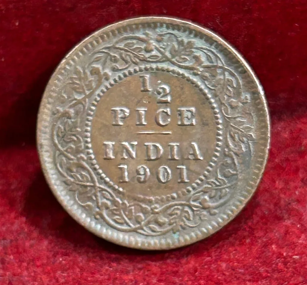 1901 British- India 1/2 Pice (Victoria) Calcutta Mint Rare Coin#C-196