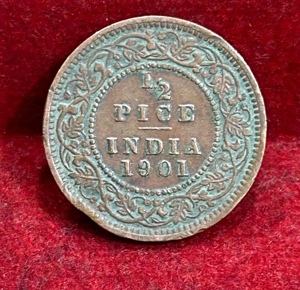 1901 British- India 1/2 Pice (Victoria) Calcutta Mint Rare Coin#C-200